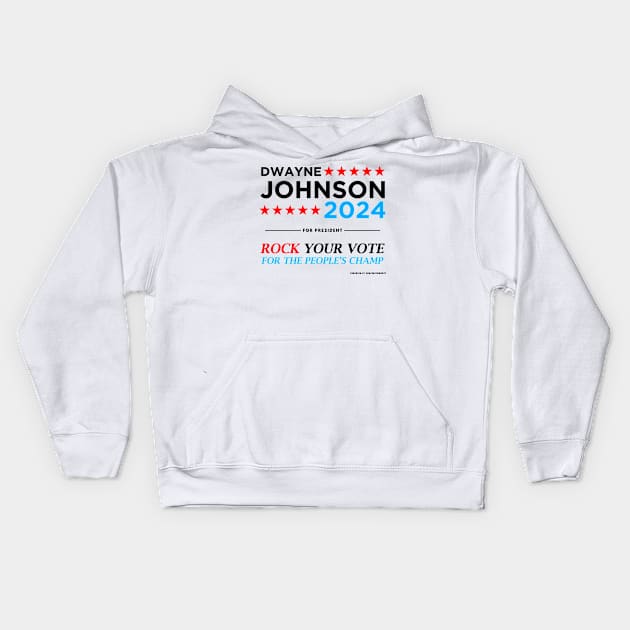 Vote The Rock 2024 President Dwayne Johnson Election (black) Kids Hoodie by Smark Out Moment